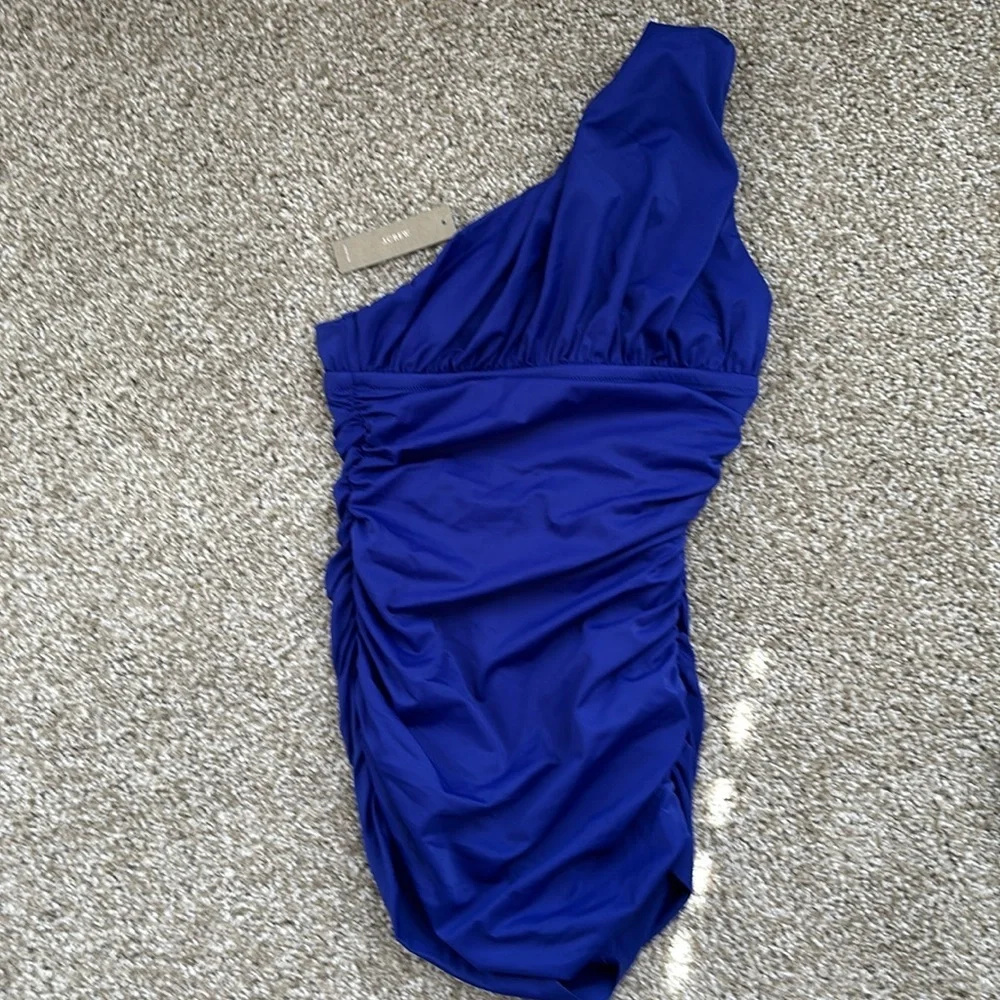 J.Crew Royal blue one strap ruched Bathing suit size 0